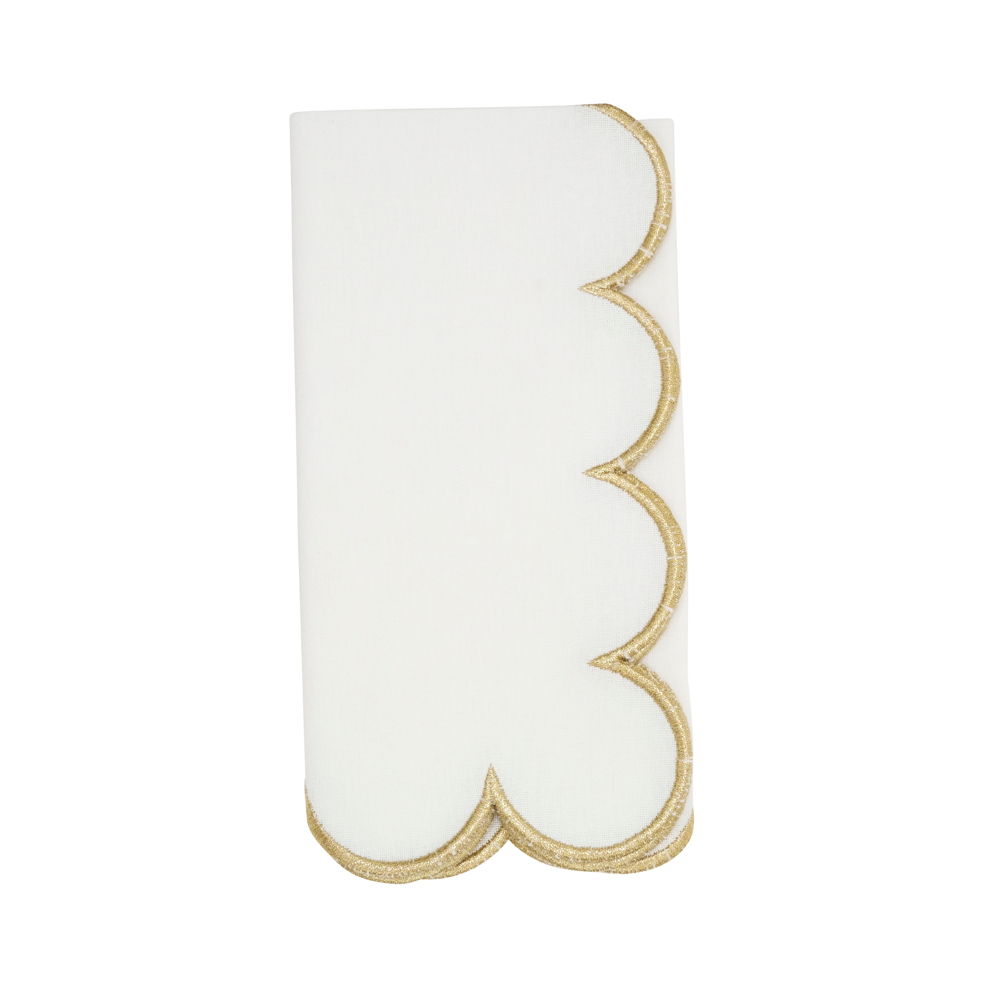 Saro Lifestyle Scalloped Hem Napkin (Set of 4), Gold, 20"x20"