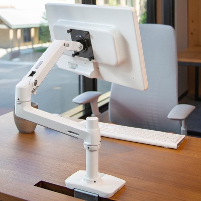White Full-Motion Desk Mount Monitor Arm for 34" Screens