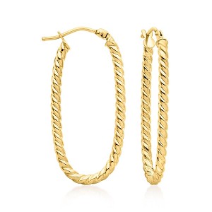 Ross-Simons Italian 14kt Yellow Gold Twisted Oval Hoop Earrings - 1 of 4