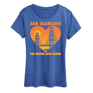 Women's - Instant Message - San Fran Golden Gate Heart Short Sleeve Graphic T-Shirt - 1 of 4