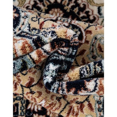 Navy Blue Round Synthetic Stain-Resistant Indoor Rug