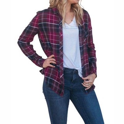 Women's Wo's plaid button down shirt - Beachlunchlounge
