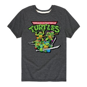 Boys' - Teenage Mutant Ninja Turtles - Gaming Group And Logo Short Sleeve Graphic T-Shirt - 1 of 4