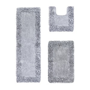 Shaggy Border Collection 3-Piece Bath Rug Set 100% Cotton Tufted Weave Ruffle Border Pattern Bathroom Rug for Machine Washable Bathmat - 1 of 4