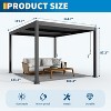 Acekool 10x12 FT Aluminum Louvered Pergola with Adjustable Rainproof Roof, Outdoor Patio Pergola, Dark Gray - 2 of 4