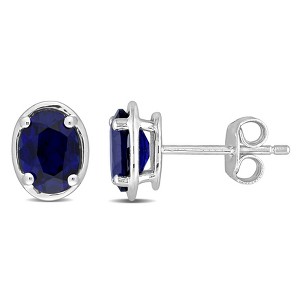 EVERLY JEWELRY | Sterling Silver Oval Stud Earrings– Multiple Gemstone Options - 1 of 4