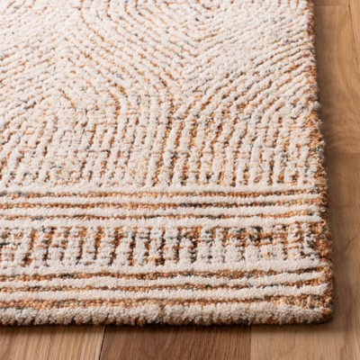 Ivory and Rust Handmade Tufted Wool Square Rug