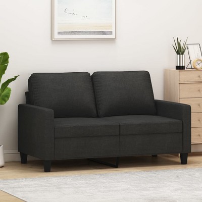 2-seater Sofa Black Fabric (100% polyester), metal frame, textilene vidaXL