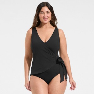 Lands' End Women's Chlorine Resistant Side Tie Wrap High Leg One Piece Swimsuit - 1 of 4