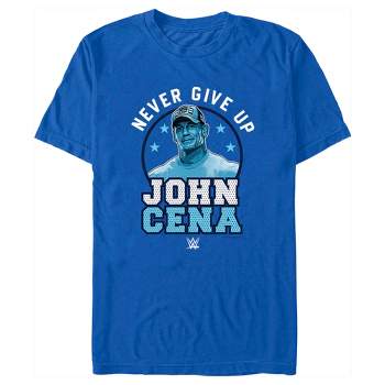 Men's WWE John Cena Never Give Up Blue Logo T-Shirt