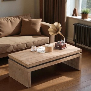 Mshliw Wood Coffee Table with Rectangular Floating Top Design, Dining Table, Sofa Table, Center Table for Living Room, 47.6'' x 23.6'' x 16.3'' - 1 of 4