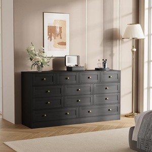 12 Drawers Dressers for Bedroom, 61" Wide Wood Chest of Drawers, TV Stand Dresser for 65" TV, Modern Clothes Storage Organizer for Living Room - 1 of 4