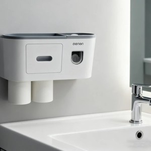 Toothbrush Holders Wall Mounted, Toothbrush Holder with Automatic Toothpaste Dispensers, 6 Brush Slots,Wall-Mounted Toothbrush Cup - 1 of 4