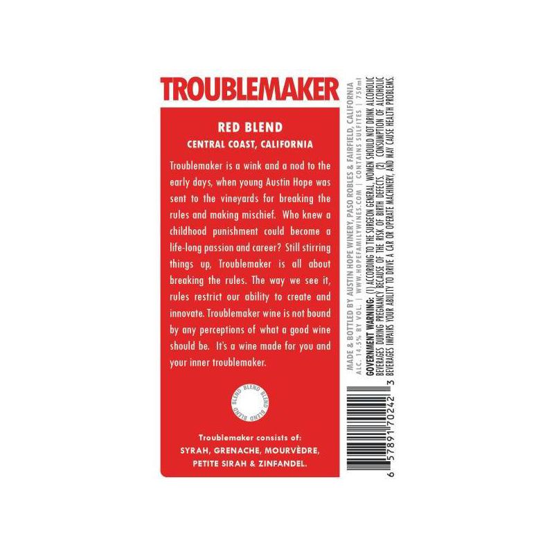 Troublemaker Red Blend Wine - 750ml Bottle, 5 of 9