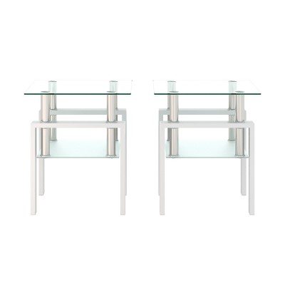 Bencmate Coffee Tables Set of 2 Versatility for Living Room, Bedroom, Side Table Low Maintenance Cleaning, Easy Assemble, White, 20.86"*20.86"*7.48"