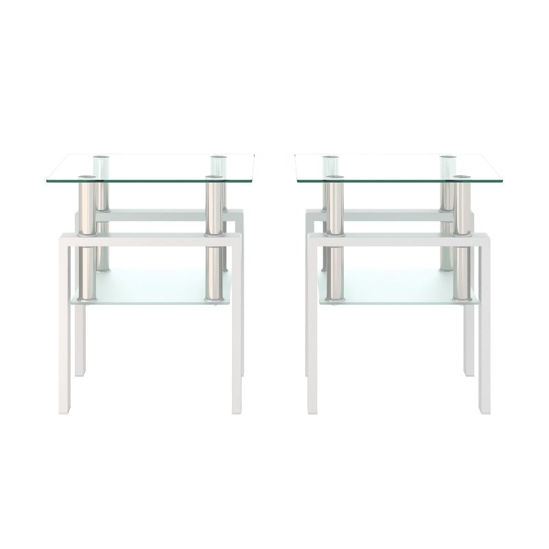 Set of 2, Modern Tempered Glass Coffee Table - ModernLuxe, 5 of 9