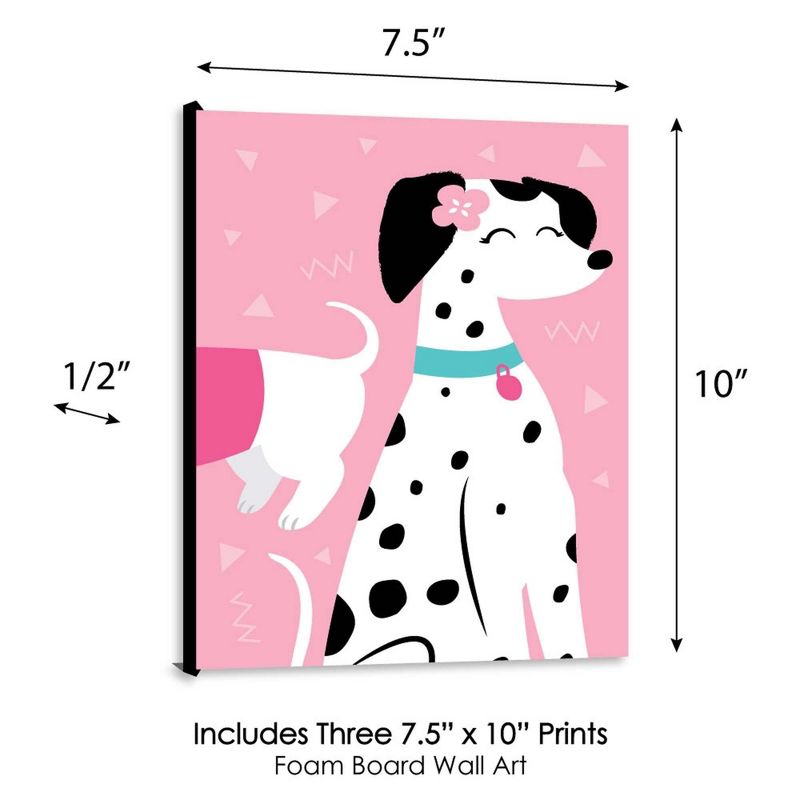 Big Dot of Happiness Pawty Like a Puppy Girl - Pink Dog Nursery Wall Art and Kids Room Decorations - Gift Ideas - 7.5 x 10 inches - Set of 3 Prints, 5 of 8