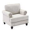 Modern Chenille Single Sofa With Nails And Armrests, High Elastic Sponges Upholstered Sofa Chair - 2 of 3