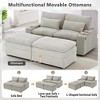 70.9" Convertible Sectional Sofas Bed with Storage Armrests, 2 Movable Ottomans, 4 USB Ports & 2 Cup Holders, Corduroy Upholstery for Living Room - 4 of 4