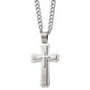Chisel Stainless Steel Brushed and Polished Large Cross Pendant on a 24" Curb Chain Necklace - 2 of 4