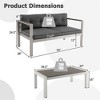 Costway 2 PCS Patio Aluminum Sofa Set Coffee Table Cushioned Loveseat WPC Armrests - 3 of 4
