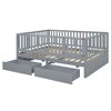 YOOCOZZ Full Size Wood Daybed with Fence Guardrails and 2 Drawers, Split into Independent Floor Bed & Daybed - 4 of 4