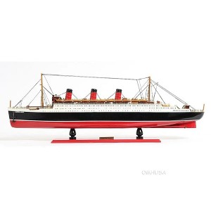Old Modern Handicrafts Queen Mary Cruise Ship Model 32 Inch with Handcrafted Wooden Lifeboats and Metal Details - 1 of 4