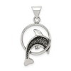 Black Bow Jewelry Sterling Silver Antiqued Dolphin and Hoop Pendant - 3 of 4