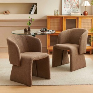 Set of 2 Teddy Upholstered Arm Chairs, Comfy Accent Side Chairs for Dining Room, Living Room, Modern Single Sofa Chair Set-Maison Boucle - 1 of 4