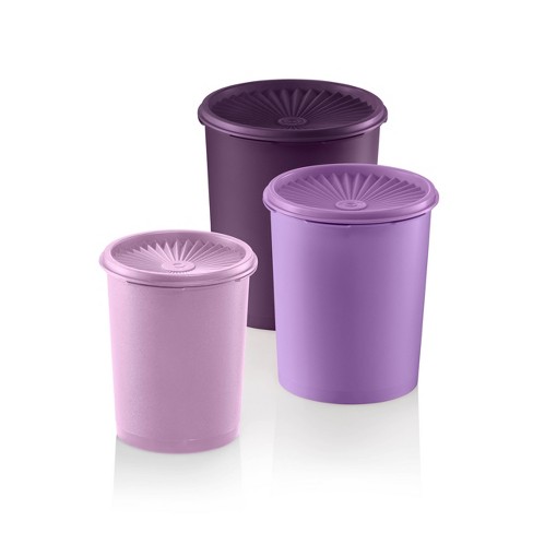 Tupperware Easter egg Design Stacking Canisters Set of 2 Purple Seals New