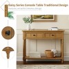 Whisen Traditional Pine wood Console Table & Entryway Table with Two Drawers and Bottom Shelf - 3 of 4