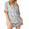 Women's Poly Satin Macarons Printed Pajama Shorts - Peach Love - 4 of 4