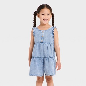 Toddler Girls' Denim Romper - Cat & Jack Blue : Target