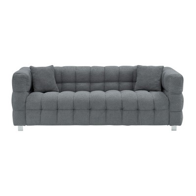 VYNXARIA Pink Teddy Fleece Sofa - 80 Inch, Perfect for Living Room or Bedroom, Complete with Two Throw Pillows and Sturdy Hardware Foot Support