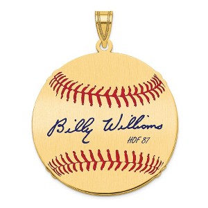 Black Bow Jewelry 14K Gold Plated Billy Williams Signature LG Enamel Baseball Pendant - 1 of 4