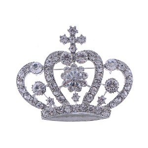 Anna-Kaci Amethyst Purple Colored Crystal Rhinestone Royal Princess Queen Crown Brooch Pin - 1 of 4