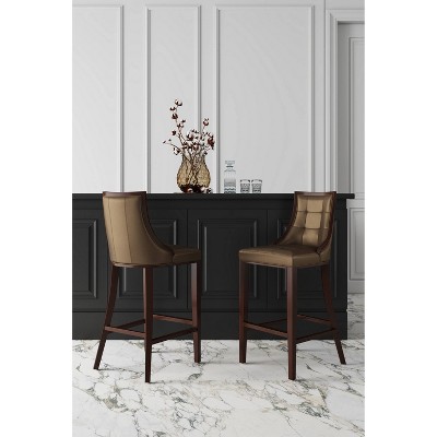Fifth Avenue Bronze and Walnut Beech Wood Barstool
