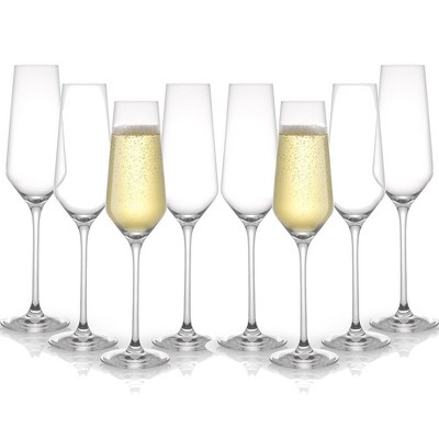 JoyJolt Layla Crystal Champagne Flute Glasses - Set of 8 Champagne Glasses – 6.7 oz