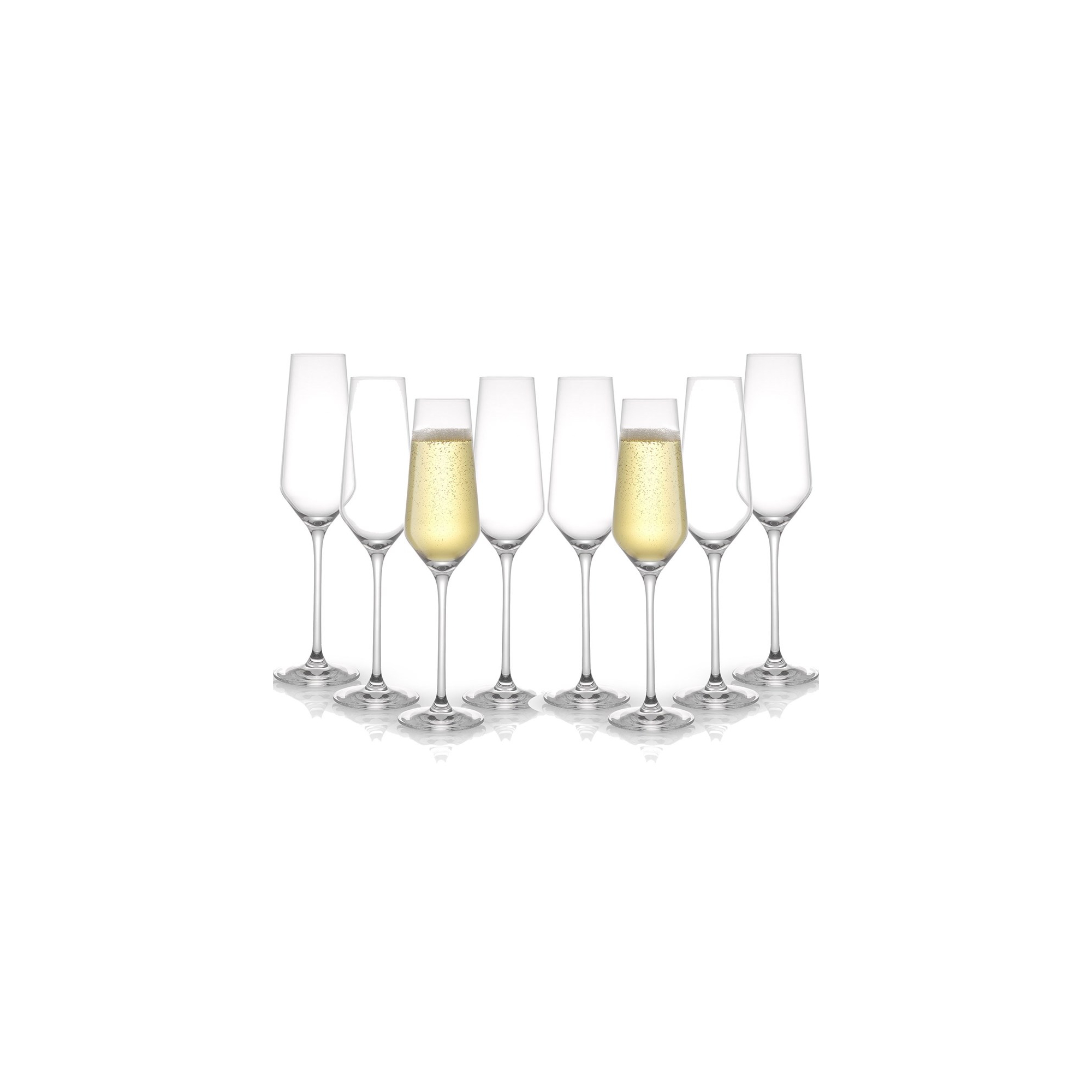 JoyJolt Layla Crystal Champagne Flute Glasses - Set of 8 Champagne Glasses – 6.7 oz