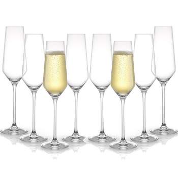 JoyJolt Layla Crystal Champagne Flute Glasses - Set of 8 Champagne Glasses – 6.7 oz