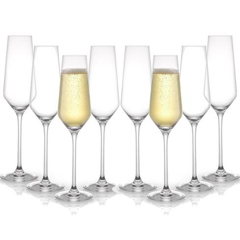 Joyjolt Layla Crystal Champagne Flute Glasses - Set Of 8 Champagne Glasses  – 6.7 Oz : Target