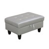 DOMETOUR Modern Semi PU Leather Storage Ottoman for Living Room or Bedroom Silver - 3 of 4