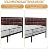 Metal Bed Frame with Upholstered Square Stitched Headboard, Faux Leather Platform Bed Frame, Steel Slats Support, Box Spring Optional - 2 of 4
