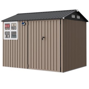 6x8 ft Heavy-Duty Metal Storage Shed with Lockable Door&Windows,Galvanized Steel Outdoor Utility Shed with Sloped Roof for Backyard, Garden,Garage - 1 of 4