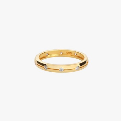 Bearfruit Jewelry Sterling Silver 18k Gold Plated Sabrina Paved Band Ring