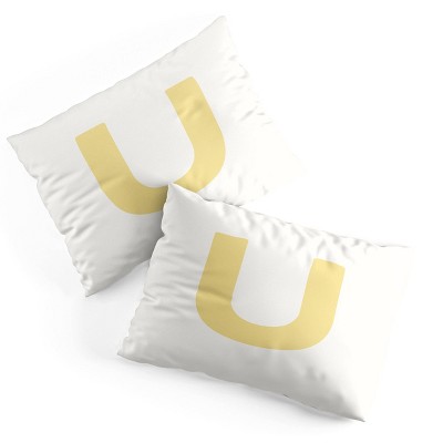 Deny Designs Standard April Lane Art Block Yellow Monogram U Microfiber Printed Pillow Sham