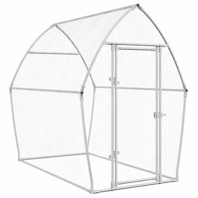 vidaXL Chicken Cage Hen Coop - Galvanized Steel Walk-in Poultry Enclosure for Chickens, Ducks, and Small Animals - Silver 78.7"x41.3"x71.7"