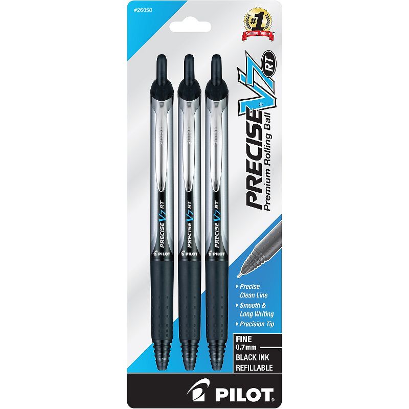 Pilot Precise V7 RT Retractable Rollerball Pens Fine Point Black Ink 666249, 1 of 5
