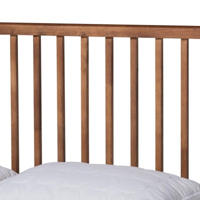 Walnut Brown Full Wood Frame Upholstered Tufted Bed with Slats