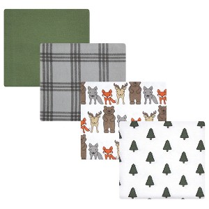 Luvable Friends Hudson Baby Flannel Receiving Blankets 4pk - 1 of 2